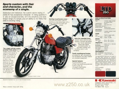 1981 kawasaki Z250LTD G2 brochure specs